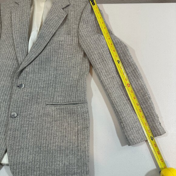 VTG IMPERIAL by HAGGAR 100% Wool Sports Coat Gray Herringbone Suit Coat Mens 40R - Picture 12 of 16